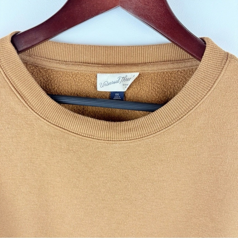 Women's Brown Fleece Crew Neck Pullover Cropped Sweater XXL Loungewear Casual - Picture 5 of 6